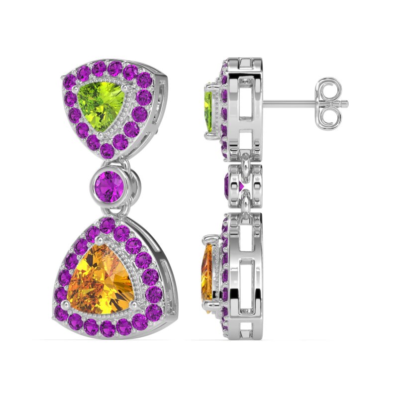 Trillion Halo Milgrain Earrings