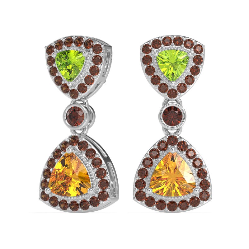 Trillion Halo Milgrain Earrings