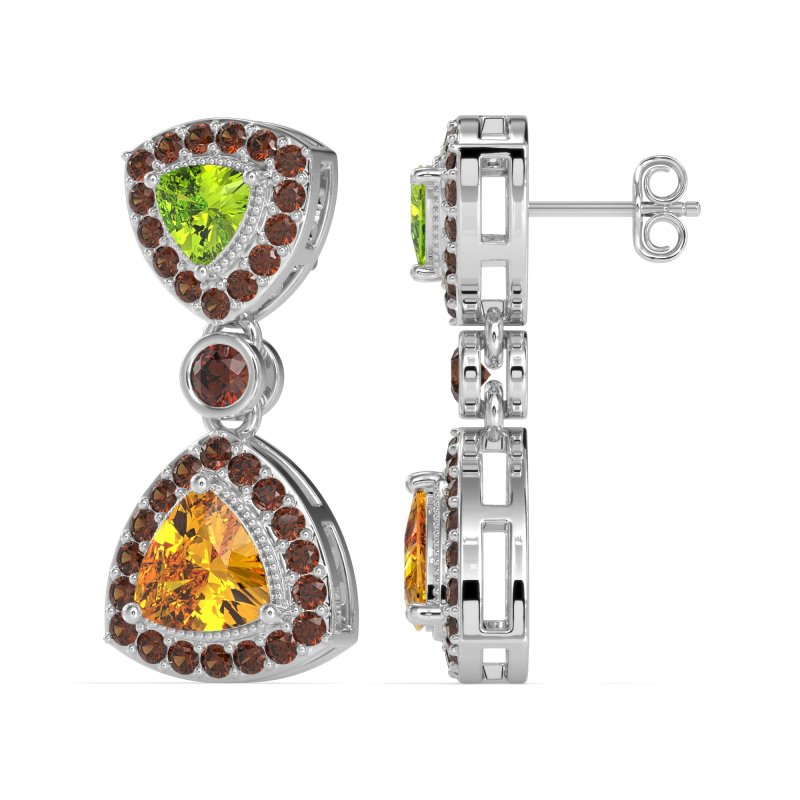 Trillion Halo Milgrain Earrings
