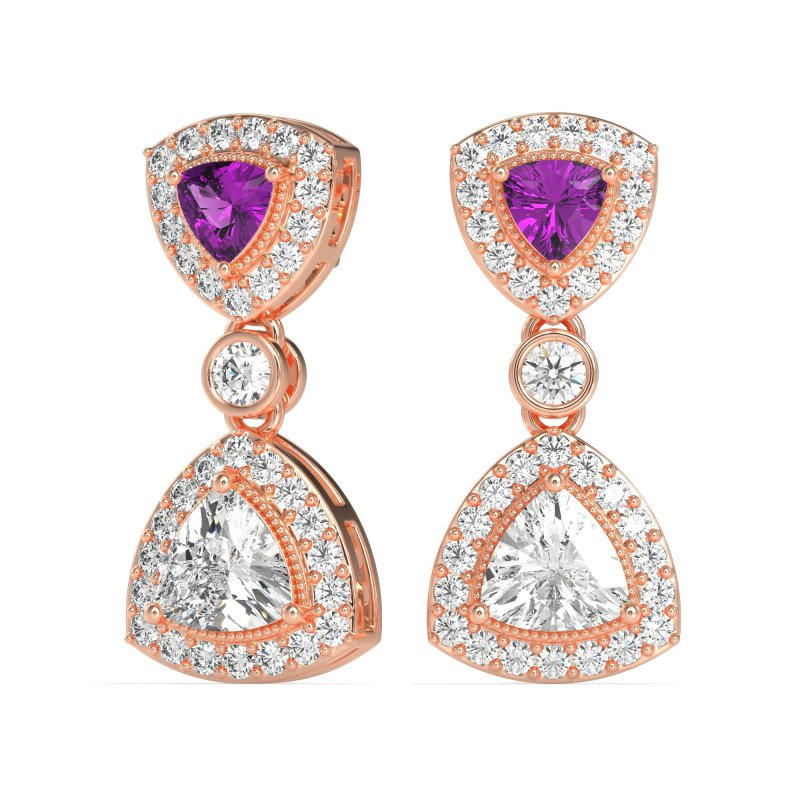 Trillion Halo Milgrain Earrings