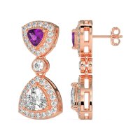 Trillion Halo Milgrain Earrings