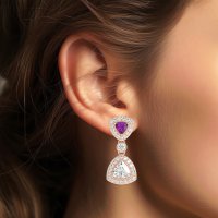 Trillion Halo Milgrain Earrings