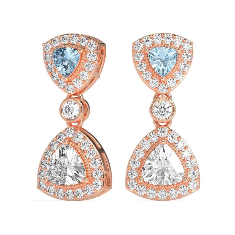 Trillion Halo Milgrain Earrings
