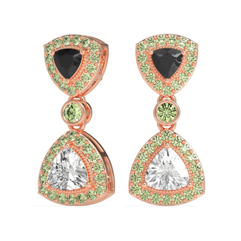 Trillion Halo Milgrain Earrings