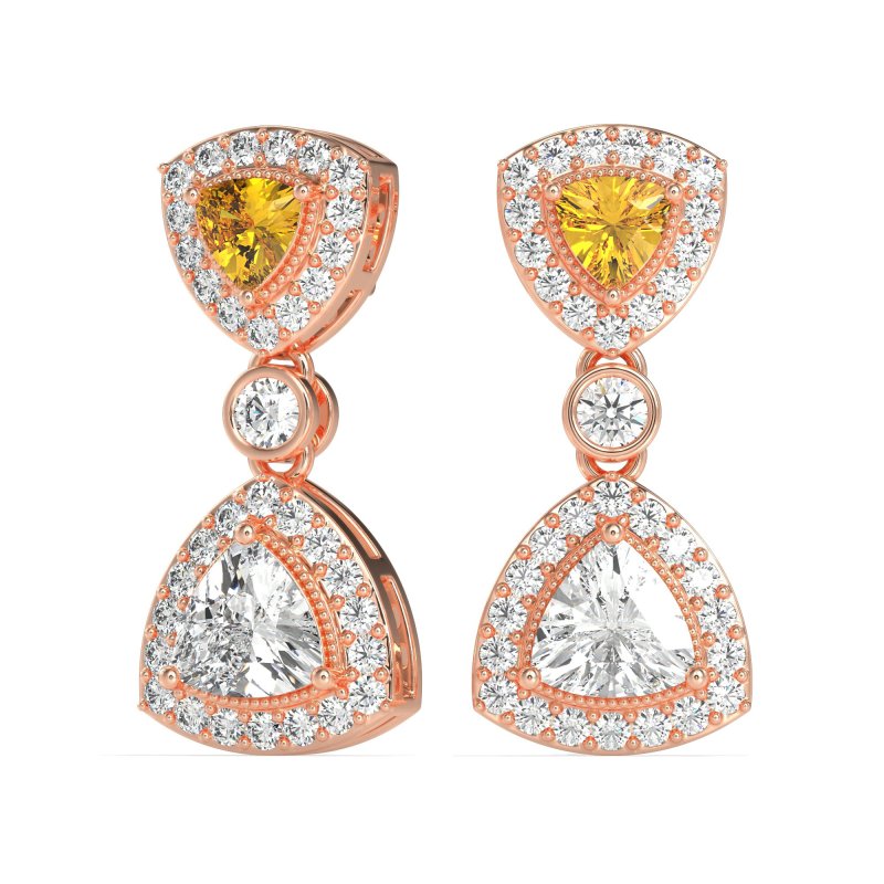 Trillion Halo Milgrain Earrings