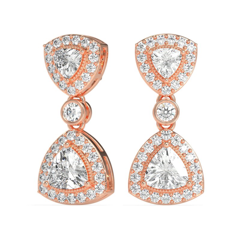 Trillion Halo Milgrain Earrings