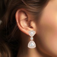 Trillion Halo Milgrain Earrings