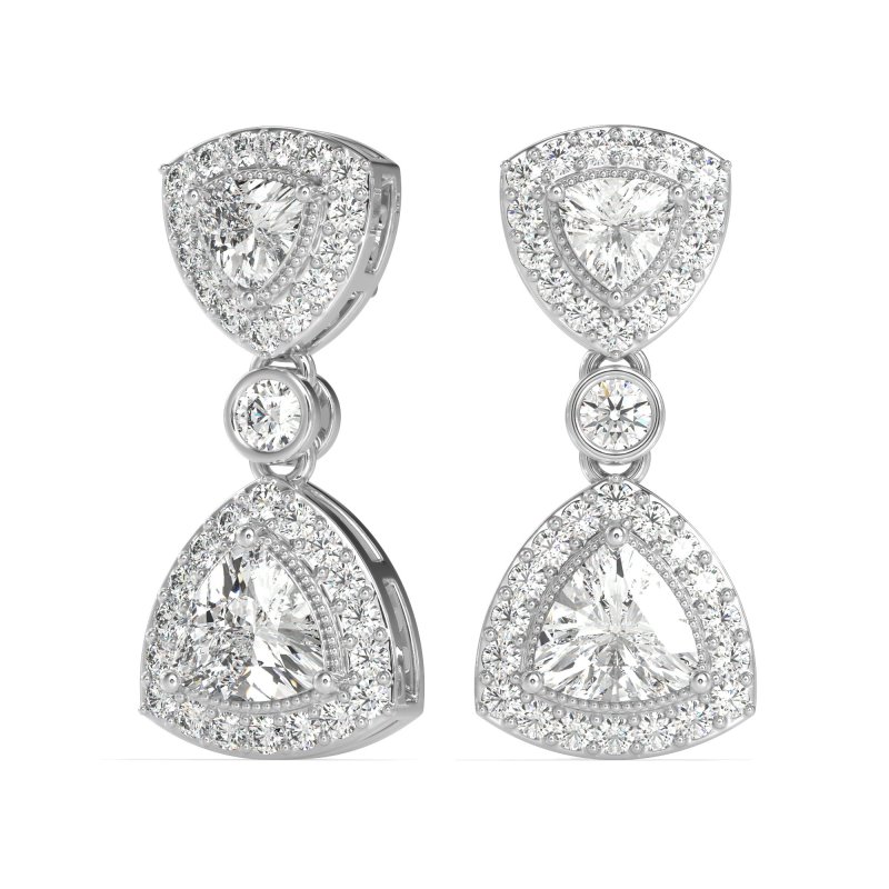 Trillion Halo Milgrain Earrings