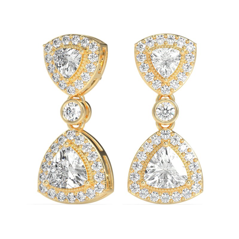 Trillion Halo Milgrain Earrings