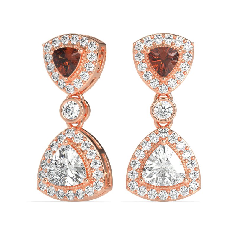 Trillion Halo Milgrain Earrings