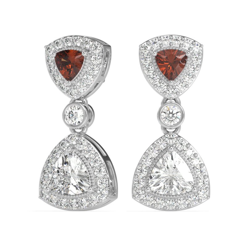 Trillion Halo Milgrain Earrings