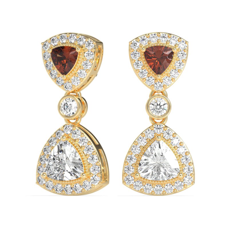 Trillion Halo Milgrain Earrings