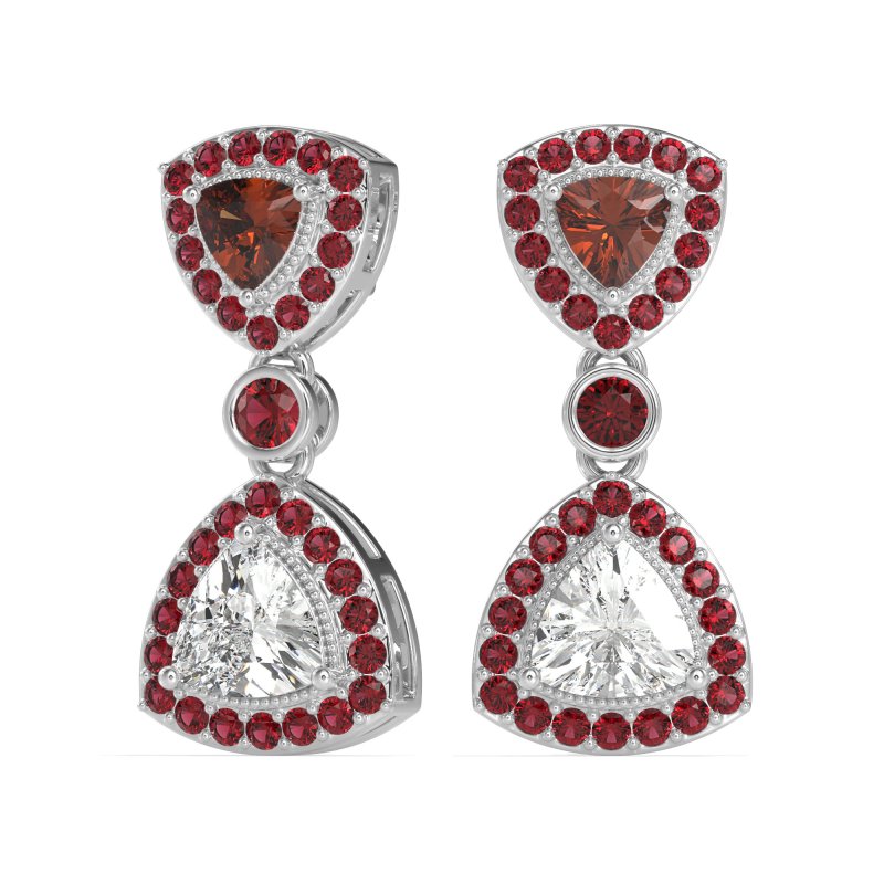 Trillion Halo Milgrain Earrings