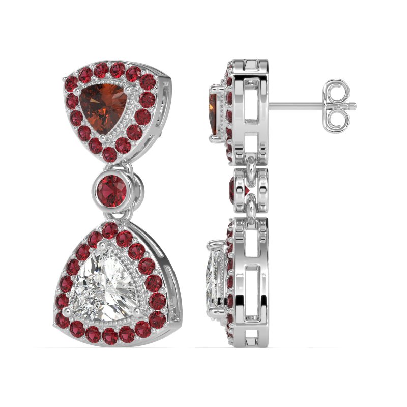 Trillion Halo Milgrain Earrings