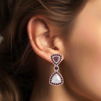 Trillion Halo Milgrain Earrings