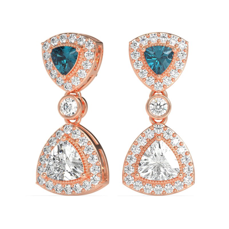 Trillion Halo Milgrain Earrings