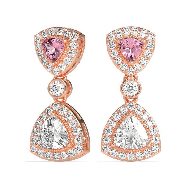Trillion Halo Milgrain Earrings