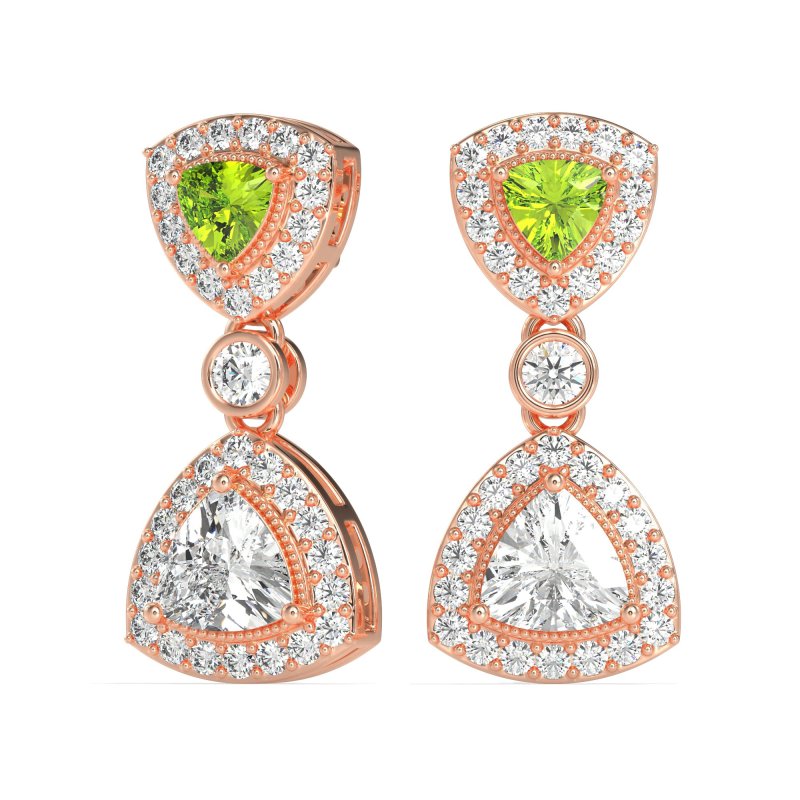 Trillion Halo Milgrain Earrings