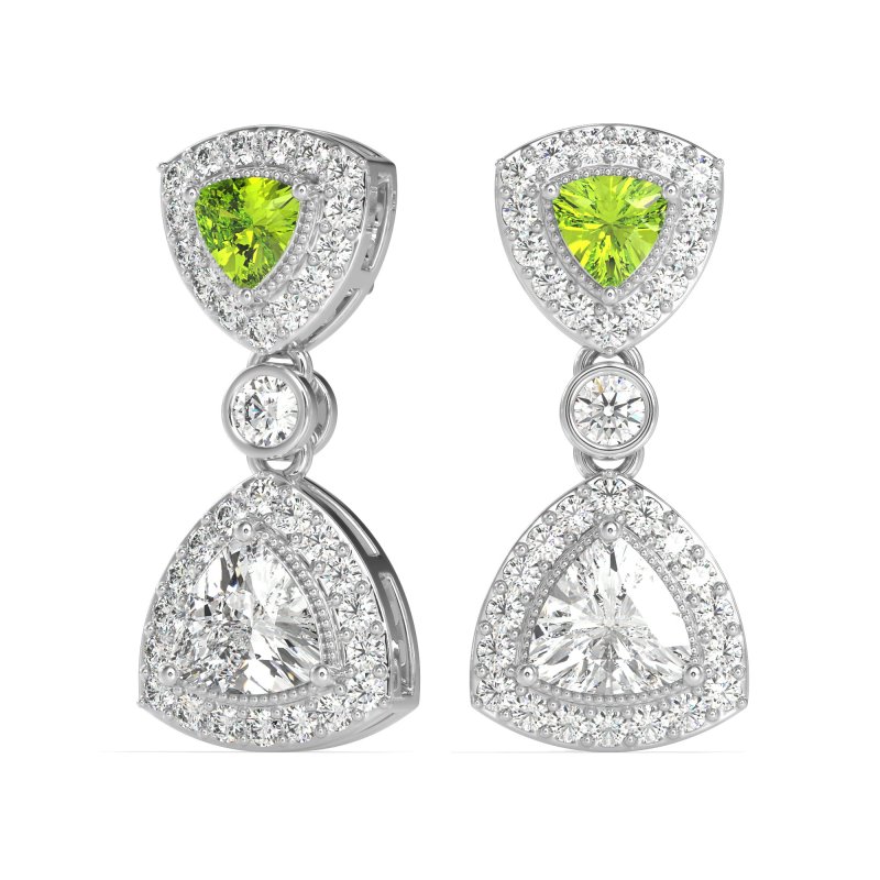 Trillion Halo Milgrain Earrings