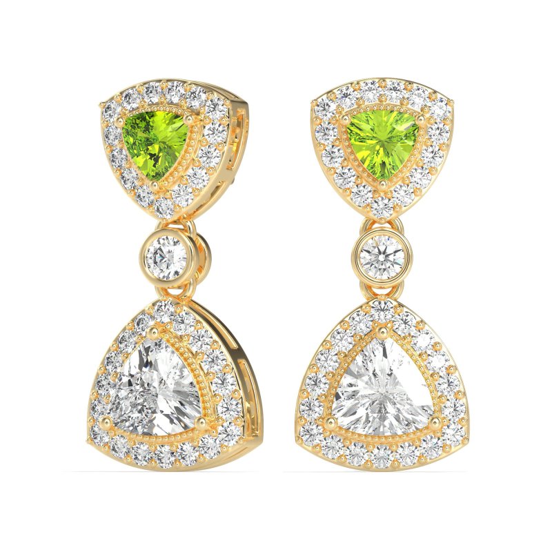 Trillion Halo Milgrain Earrings