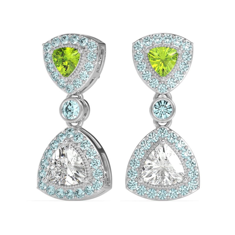 Trillion Halo Milgrain Earrings