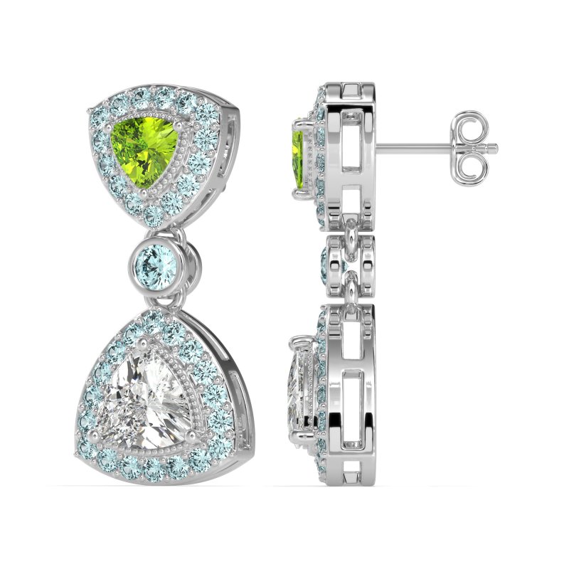 Trillion Halo Milgrain Earrings