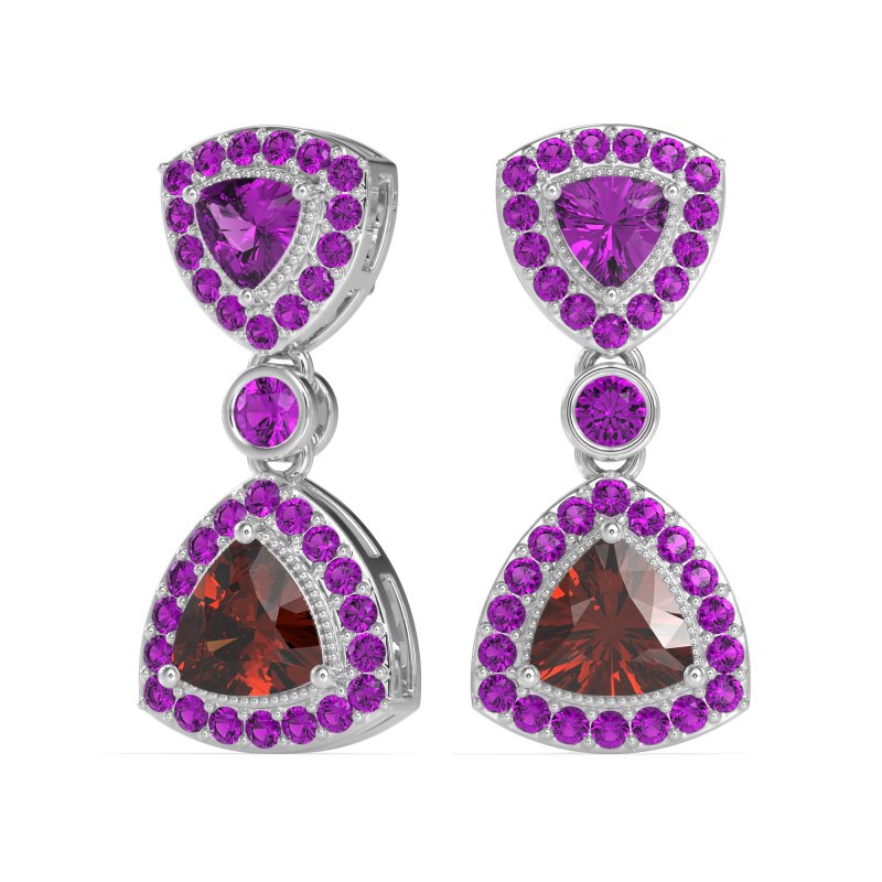 Trillion Halo Milgrain Earrings