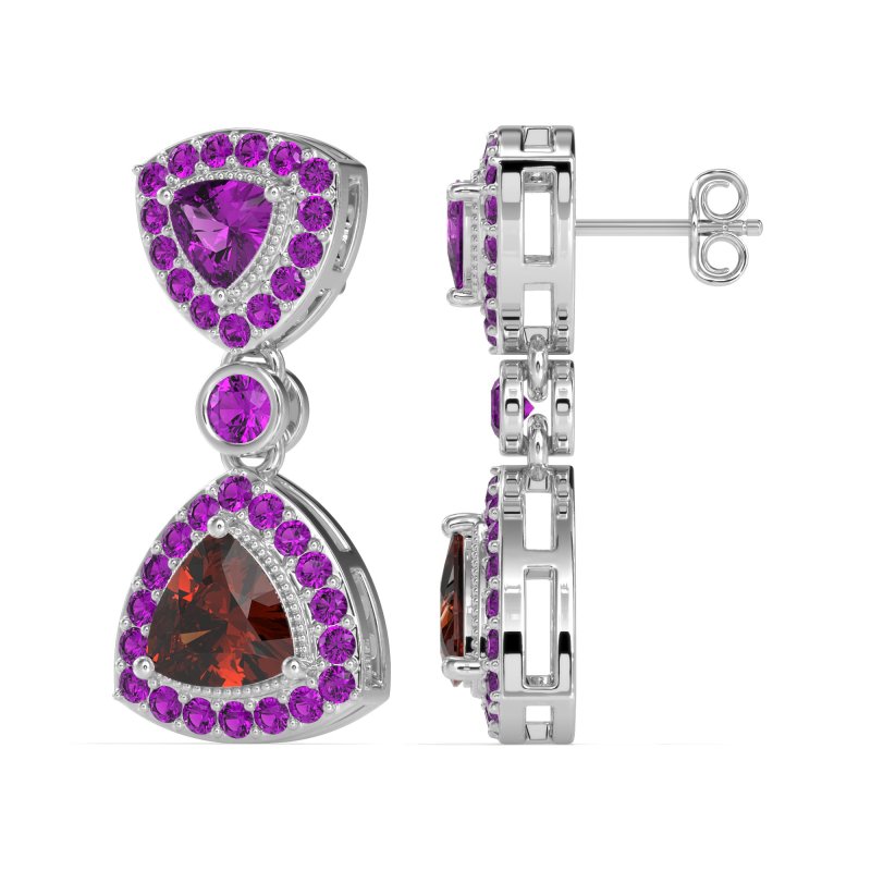 Trillion Halo Milgrain Earrings