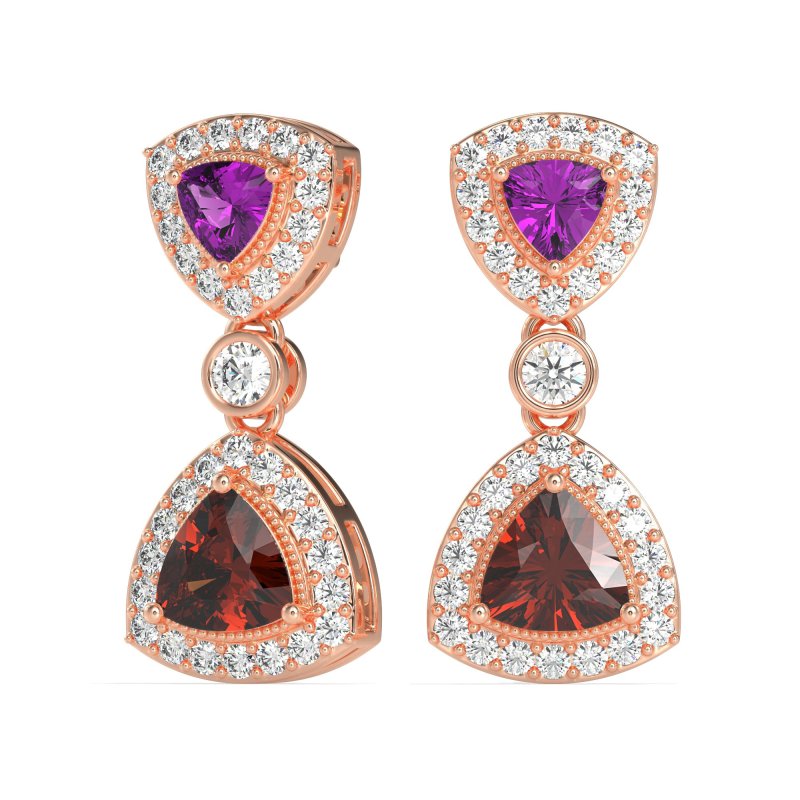 Trillion Halo Milgrain Earrings