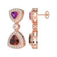 Trillion Halo Milgrain Earrings