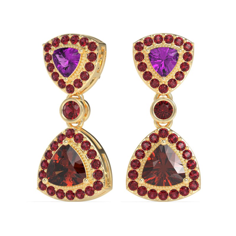 Trillion Halo Milgrain Earrings