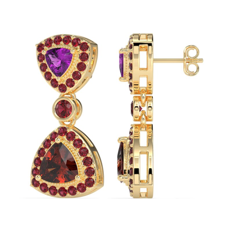 Trillion Halo Milgrain Earrings