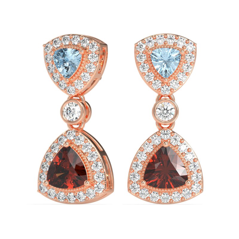 Trillion Halo Milgrain Earrings