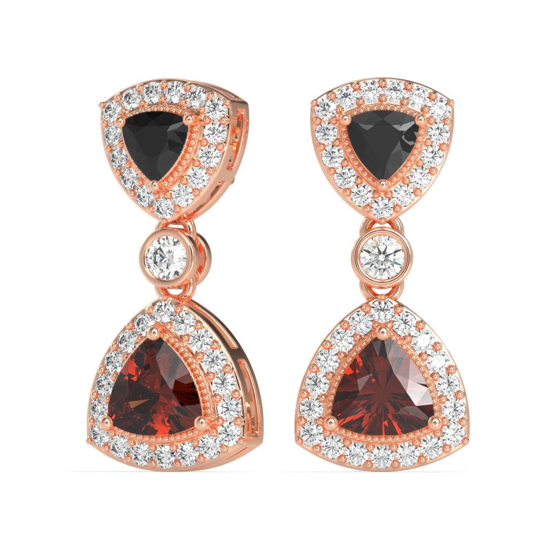 Trillion Halo Milgrain Earrings