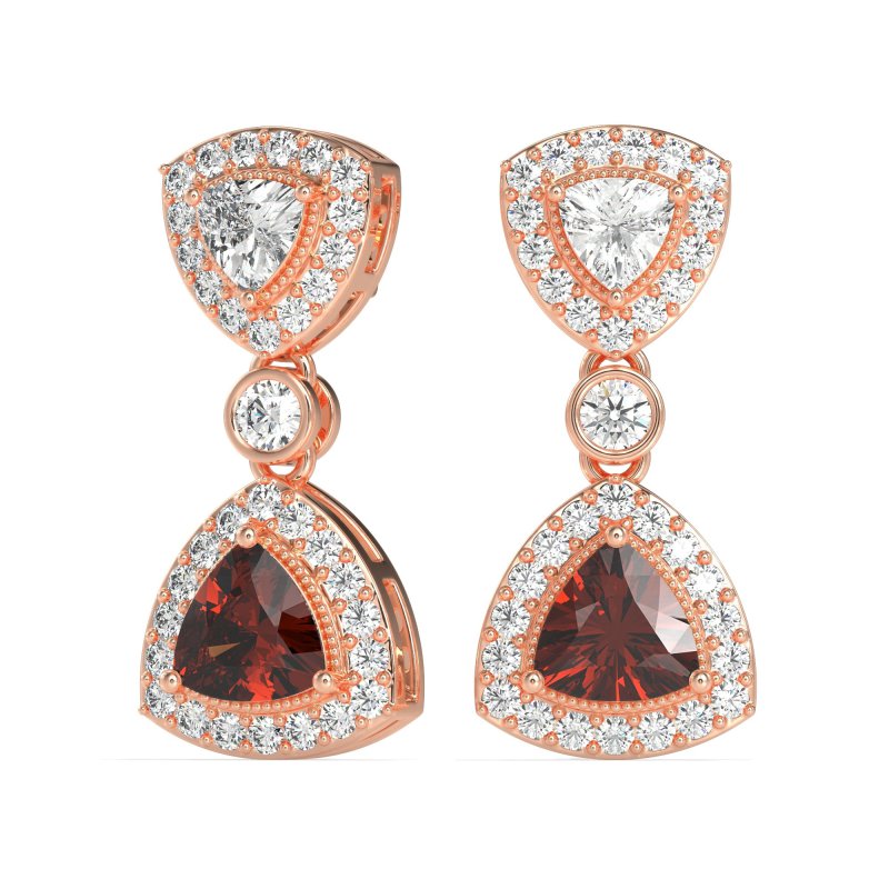 Trillion Halo Milgrain Earrings