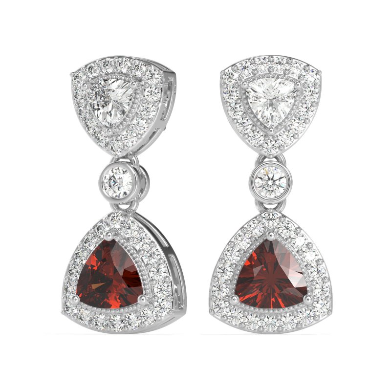 Trillion Halo Milgrain Earrings