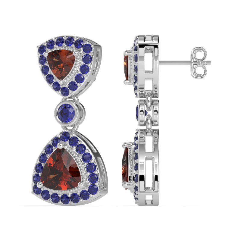 Trillion Halo Milgrain Earrings
