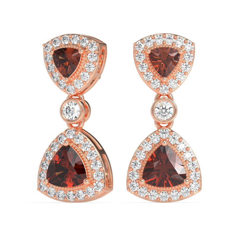 Trillion Halo Milgrain Earrings