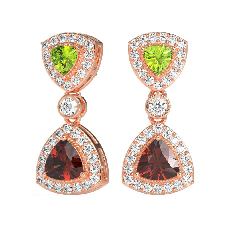 Trillion Halo Milgrain Earrings