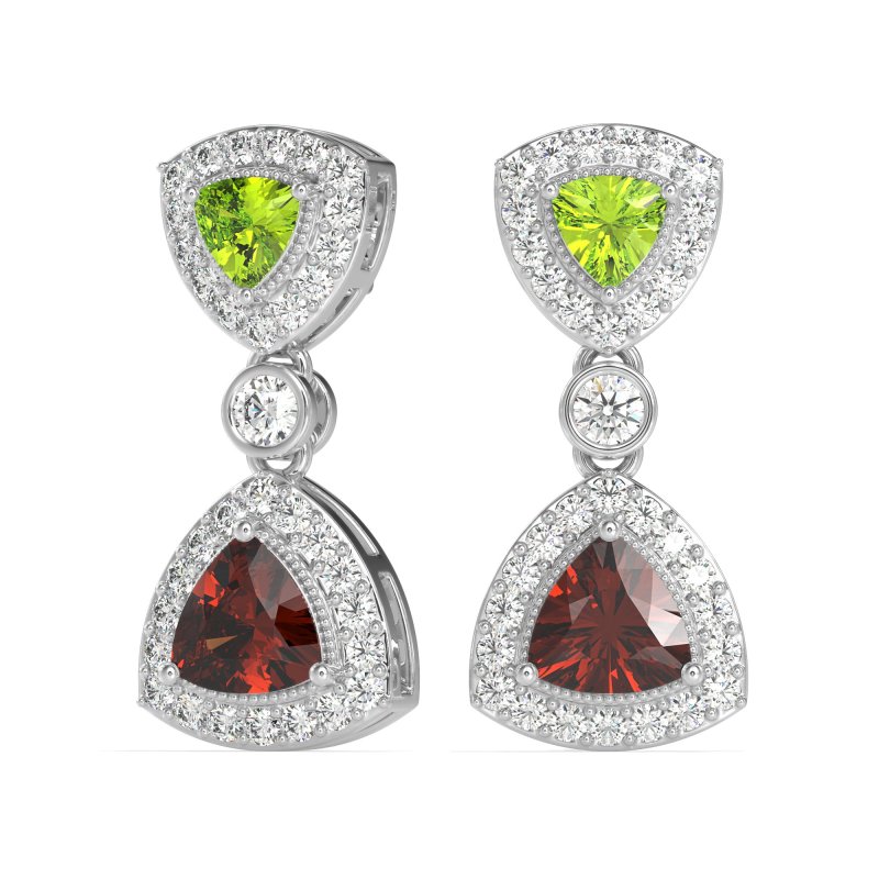Trillion Halo Milgrain Earrings
