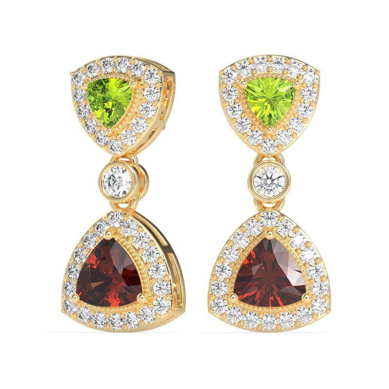 Trillion Halo Milgrain Earrings