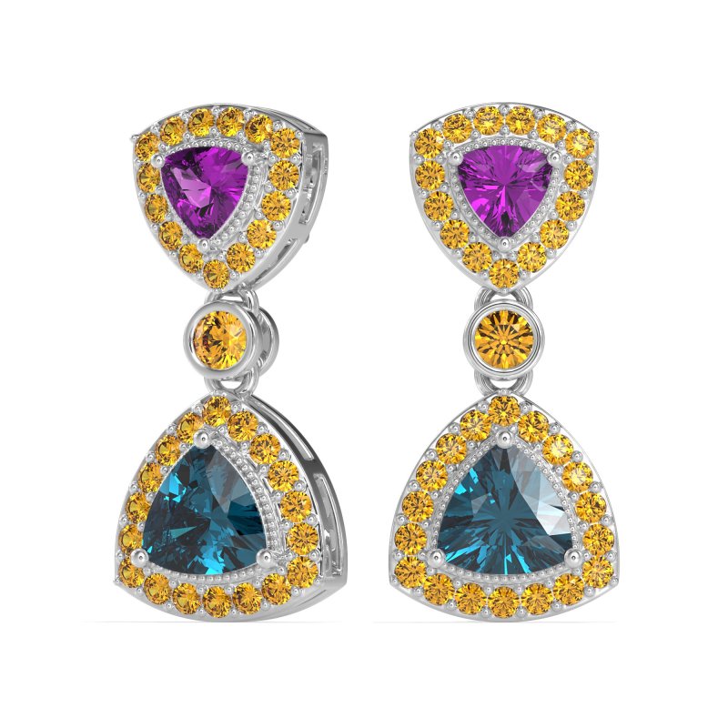 Trillion Halo Milgrain Earrings