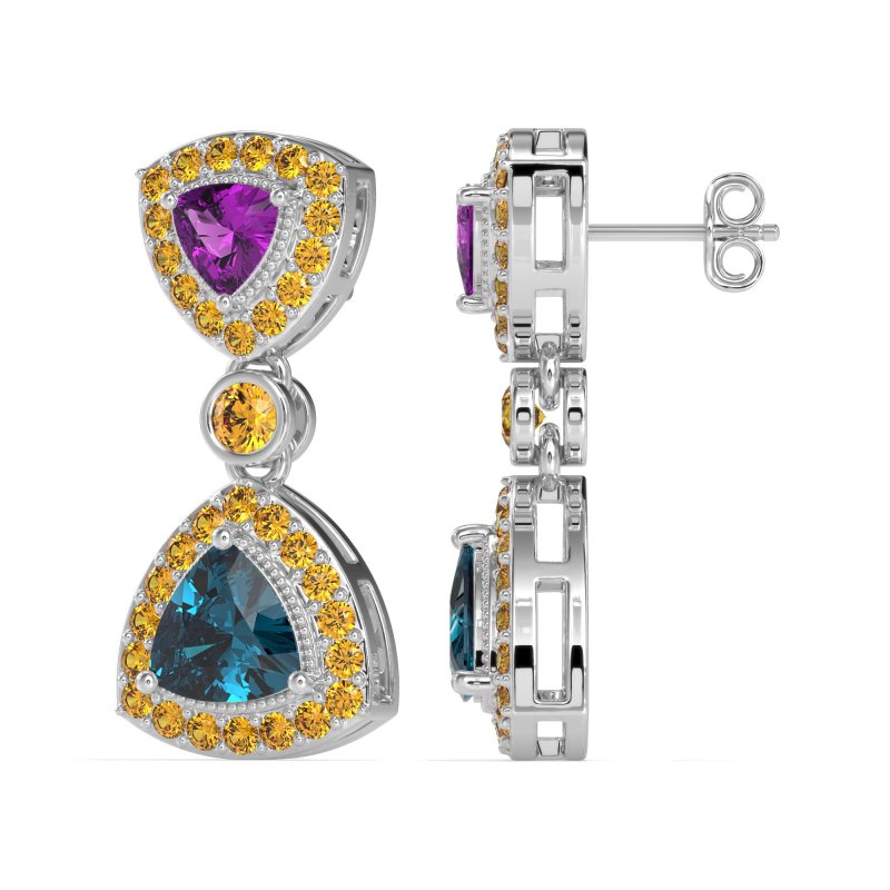 Trillion Halo Milgrain Earrings