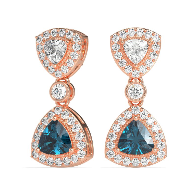 Trillion Halo Milgrain Earrings