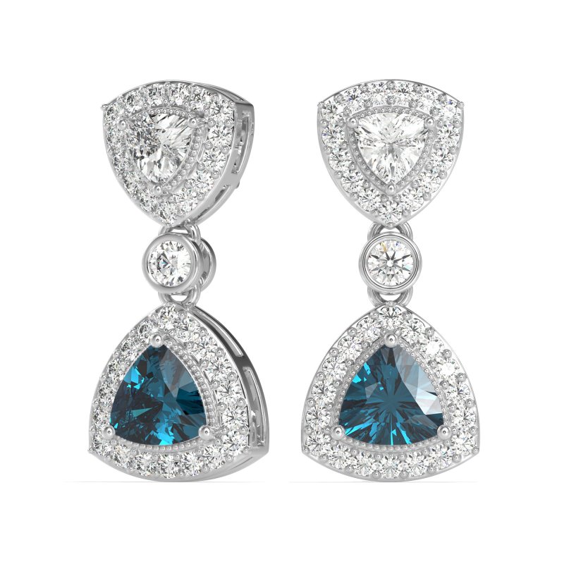 Trillion Halo Milgrain Earrings