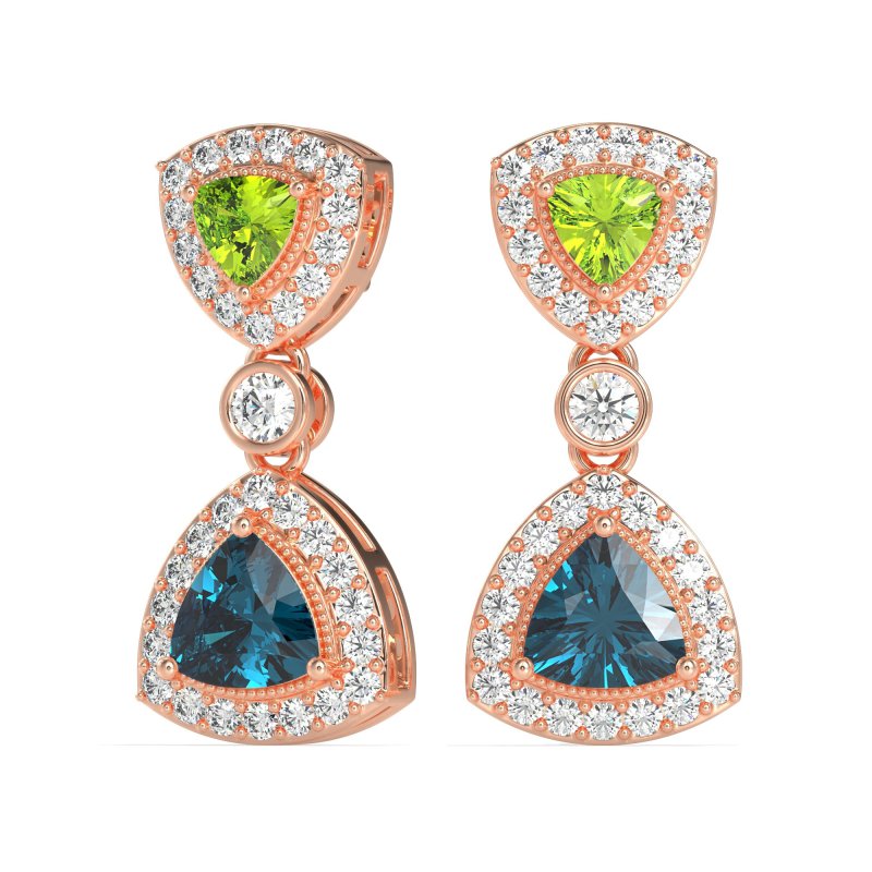 Trillion Halo Milgrain Earrings