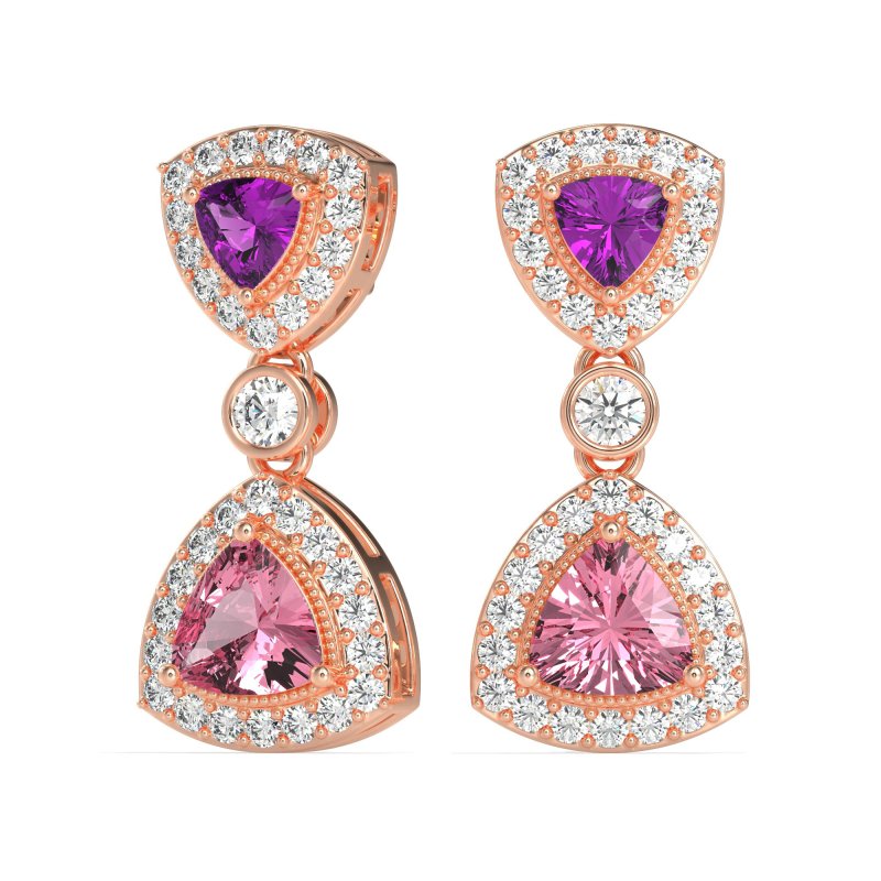 Trillion Halo Milgrain Earrings