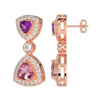 Trillion Halo Milgrain Earrings