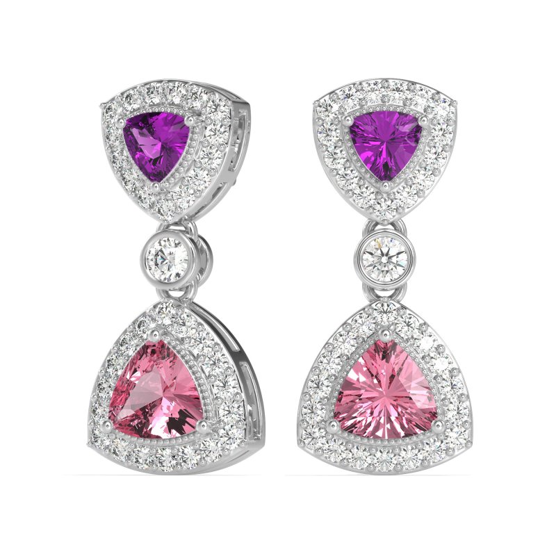 Trillion Halo Milgrain Earrings