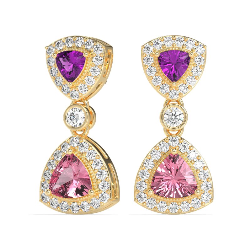 Trillion Halo Milgrain Earrings